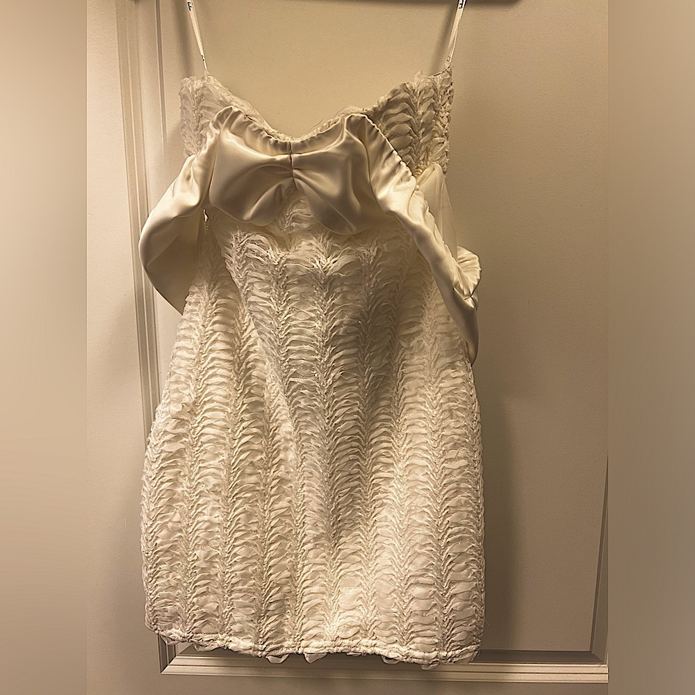 White mini ruched engagement dress